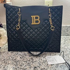 Balmain black quilted shoulder bag